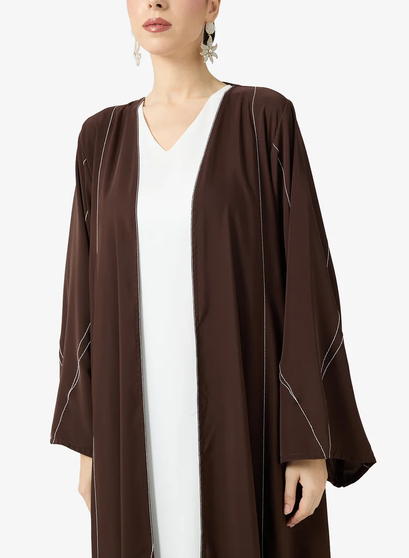 hayas closet  Embroidered Open Abaya With Sheila for Women | Best Price UAE